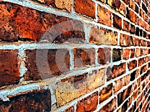 Scandinavian architecture style brickwork pattern, texture of a brick wall in perspective