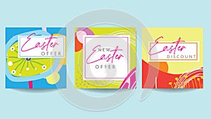 Scandinavian art and graphic design inspired easter discount or offer promo templates