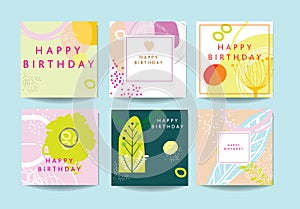 Scandinavian art and graphic design inspired happy birthday cards