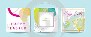 Scandinavian art and graphic design inspired happy easter cards