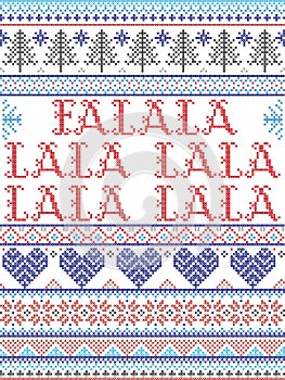 Scandinavian Christmas pattern inspired by Have yourself a Merry Little Christmas carol festive elements in cross stitch