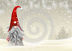 Scandinavian christmas traditional gnome, Tomte, illustration