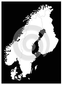 Scandinavian countries map - region in Northern Europe photo