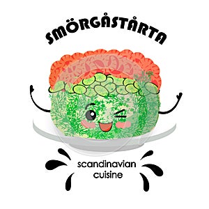 Scandinavian cuisine. Sandwich cake with salmon and shrimps SM RG ST RTA - Swedish translation photo