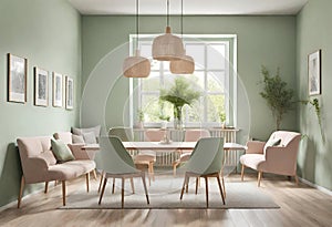 Scandinavian Dining Room Sofa and Chairs by the Window Scandinavian Style Dining Interior