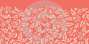 Scandinavian flat roses seamless vector border red