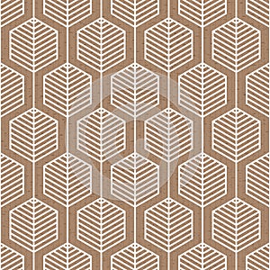 Scandinavian folk art seamless vector pattern with hexagons and lines in geometric style