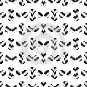 Scandinavian folk art seamless vector pattern with leaves, lines and other geometric shapes in minimalist style