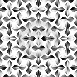 Scandinavian folk art seamless vector pattern with leaves, lines and other geometric shapes in minimalist style