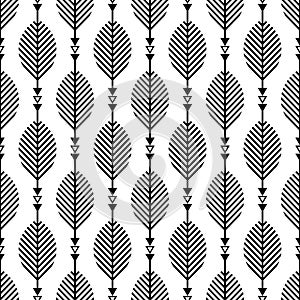 Scandinavian folk art seamless vector pattern with leaves in minimalist style