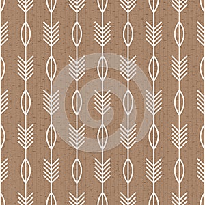 Scandinavian folk art seamless vector pattern with plants in minimalist style