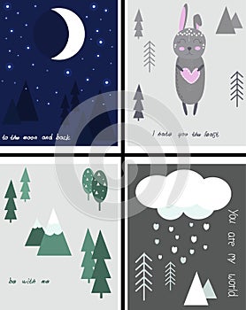 Scandinavian love day - vector illustration, eps