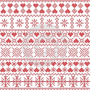 Scandinavian, Nordic style winter stitching Christmas seamless pattern