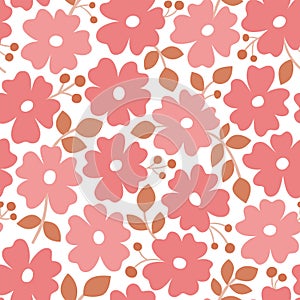 Scandinavian Pink Floral Seamless Pattern