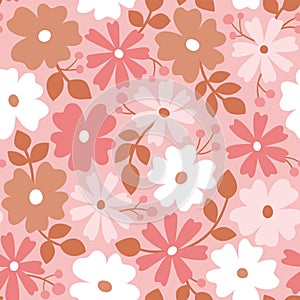 Scandinavian Pink Floral Seamless Pattern