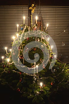 Scandinavian retrostyle decorated Christmad tree