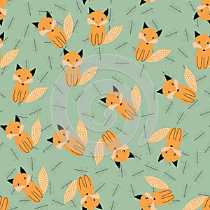 Scandinavian seamless pattern with fox.