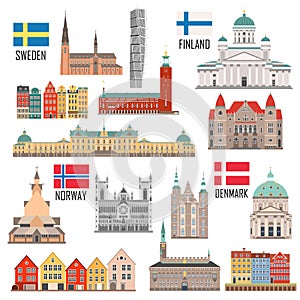 Scandinavian set of landmark icons