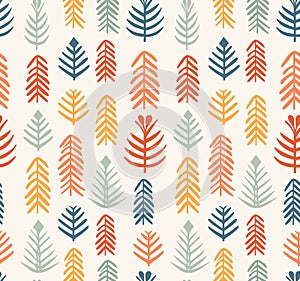Scandinavian simple forest tree, vector seamless pattern. Modern design for textile fabric photo
