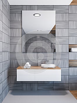 Scandinavian style bathroom interior, sink