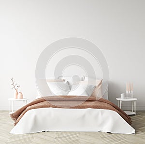 Scandinavian style bedroom, wall mock up