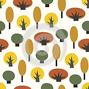 Scandinavian style decorative trees seamless pattern.