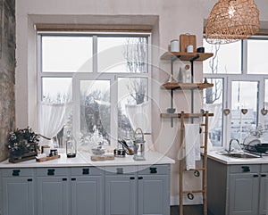 Interior of modern comfortable kitchen