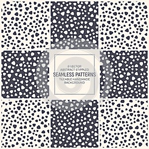 Scandinavian Style Stippled Abstract Seamless Patterns Set