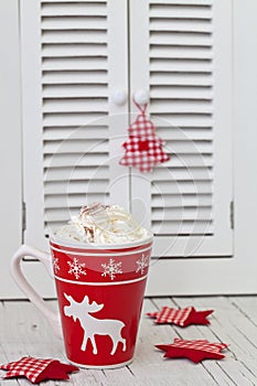 Scandinavian Style Xmas Decoration With Hot Drink