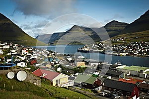 Big scandinavian town on Faroe Islands photo