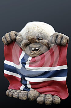 Scandinavian troll with norwegian flag