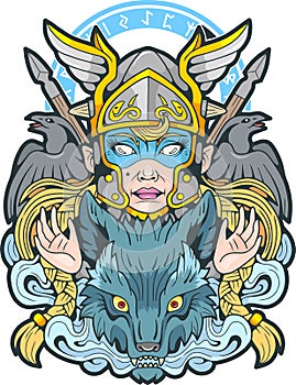 scandinavian valkyrie, illustration design