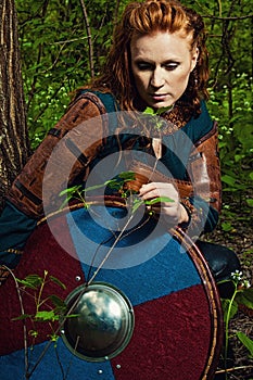 Scandinavian woman with shield