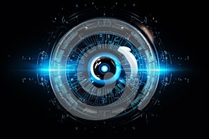 The scanner decodes the retinal data. Digital Retinal Recognition System. By generative Ai