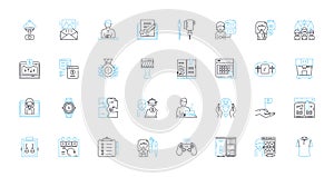 Scanner linear icons set. Digitalize, OCR, Sheet-fed, Flatbed, Portable, Duplex, Negatives line vector and concept signs