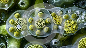 A scanning electron micrograph capturing the intricate details of chloroplasts revealing their sophisticated machinery photo