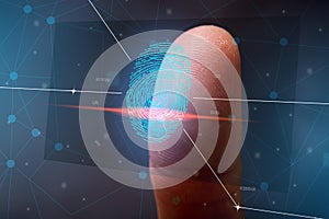 The scanning of the fingerprint. High technologies of information protection and biometric identification.