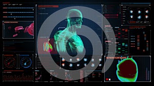Scanning human 3D Medical Science in digital medical display. user interface.