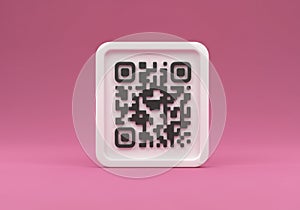 Scanning a Qr Code Design on Pink Background
