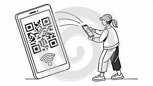 Scanning QR Code with Phone, Digital Interaction and Modern Access vector design Generative AI