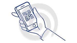 Scanning a QR code with a phone for quick access to online information, vector design Generative AI