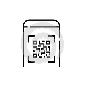 Scanning qr-code with smartphone app. Information links or payment. Pixel perfect icons