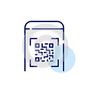Scanning qr-code with smartphone app. Information links or payment. Pixel perfect icons set