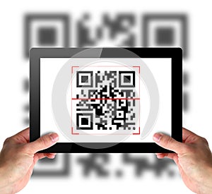 Scanning of QR code by tablet