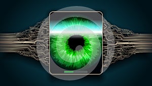 The scanning system of the retina, biometric security devices photo