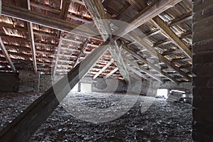 SCANZANO JONICO - MATERA, ITALY - August 22, 2019 Interior of the roof structure, a penthouse dating back to 1938 photo