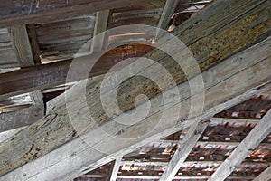 SCANZANO JONICO - MATERA, ITALY - August 22, 2019 Interior of the roof structure, a penthouse dating back to 1938 photo