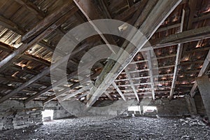 SCANZANO JONICO - MATERA, ITALY - August 22, 2019 Interior of the roof structure, a penthouse dating back to 1938 photo