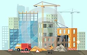 Scape of biulding works or construction, vector