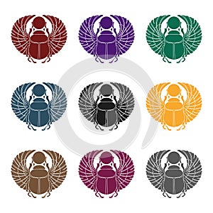 Scarab icon in black style isolated on white background. Ancient Egypt symbol stock vector illustration.